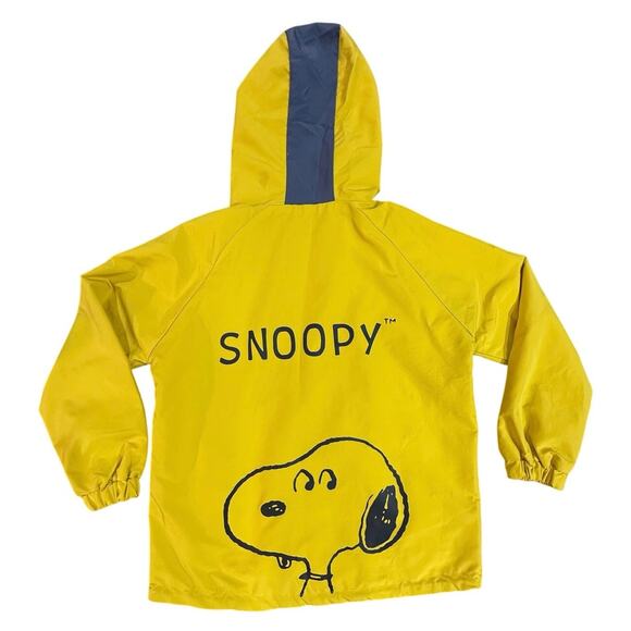 VTG Peanuts Worldwide Snoopy Yellow Boys Size 12 Large Hooded Raincoat Jacket - Picture 9 of 16
